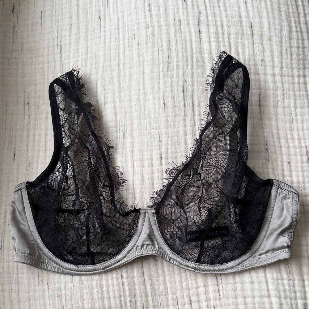 Mimi Holliday 32E Eyelash Lace and Silk Shoulder Bra
